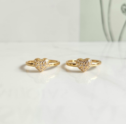 Anel Coração Duda Cravejado Banhado a Ouro