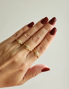 Anel Coração Duda Cravejado Banhado a Ouro - comprar online