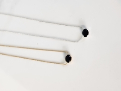 Colar Zircônia Negra Oval Vertigem Charm Banhado