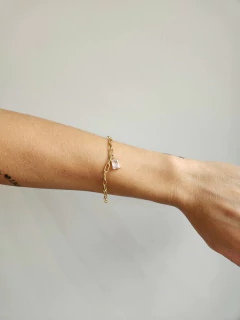 Pulseira Elos Pedra Cristal Vertigem Banhado a Ouro - comprar online