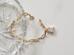 Pulseira Elos Pedra Cristal Vertigem Charm Banhado