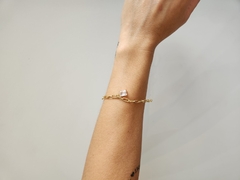 Pulseira Elos Pedra Cristal Vertigem Charm Banhado - comprar online