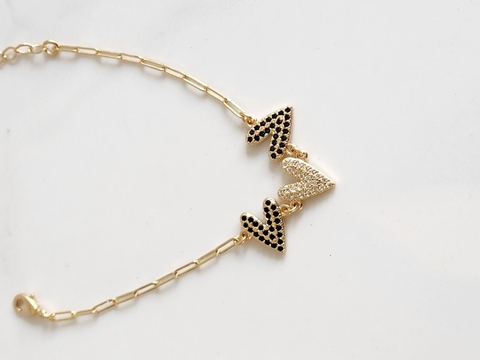 Pulseira Corações Esticadinhos Vertigem Banhado a Ouro