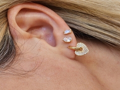 Argolinha Pequena Pingente Coração Vertigem Banhado a Ouro - comprar online