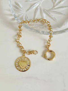 Pulseira Medalha Coração Vertigem Charm Banhado - comprar online