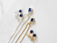 Brinco Gotinha Azul Banhado a Ouro - comprar online