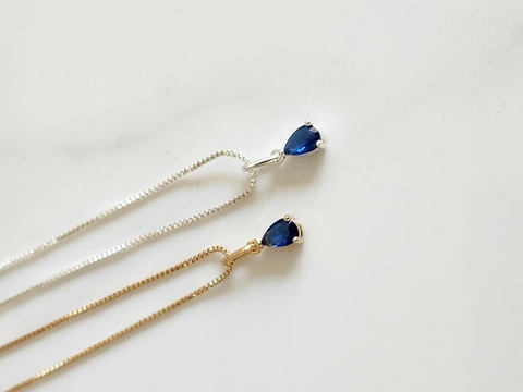 Colar Gotinha Azul Charm Banhado