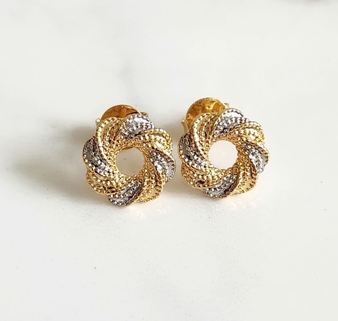 Brinco Circular Diamantado Vertigem Banhado a Ouro