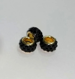 Berloque Separador Negro Cravejado Banho Ouro