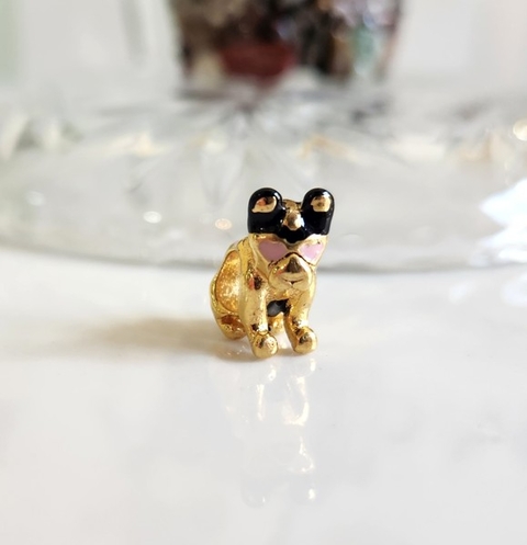 Berloque Bulldog de Óculos Banhado a Ouro