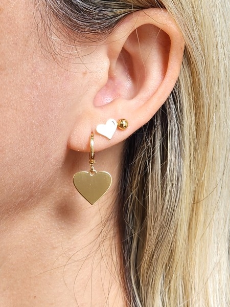 Argolinha Coração Pingente Liso Banhado a Ouro