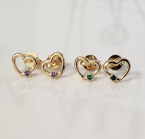 Brinco Coração Vazado Solitário Banhado a Ouro