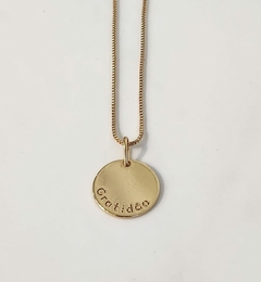 Colar Medalha Gratidão Charm Banhado a Ouro