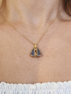 Colar Nossa Senhora Dupla Face Cravejado Banhado a Ouro na internet