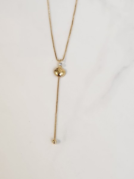 Colar Gravatinha Bola Charm Banhado a Ouro