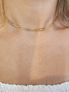 Choker Elos Longos Finos Lorraine Banhada a Ouro