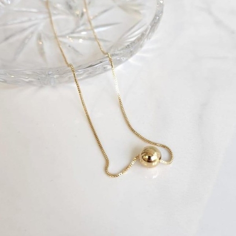 Colar Bola Lisa Banhado a Ouro