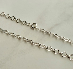 Corrente Elos Redondos Diamantados Charm Banhado a Prata