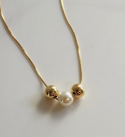 Colar Trio Clássico Esferas Banhado a Ouro