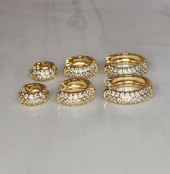 Argolinha Cravejada Zircônia Cristal Banhada a Ouro