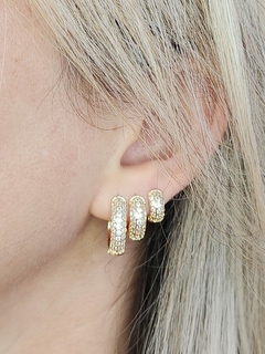 Argolinha Cravejada Zircônia Cristal Charm Banhada Ouro - comprar online