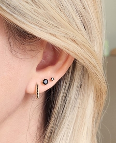 Argolinha Zircônia Negra Banhada a Ouro - comprar online