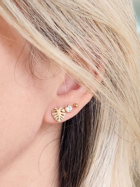 Brinco Folha Costela de Adão Charm Banhado a Ouro