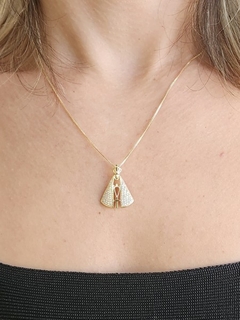 Colar Nossa Senhora Cristal Banhado a Ouro - comprar online