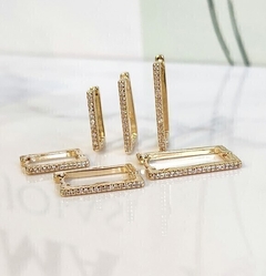 Argolinhas Quadradas Cristal Charm Banhada Ouro na internet