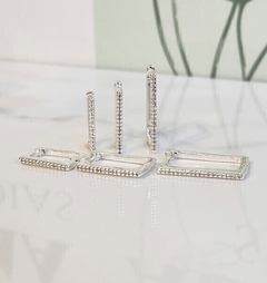 Argolinhas Quadradas Cristal Charm Banhada Prata na internet
