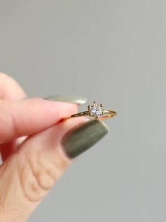 Imagem do Anel Solitário 4mm Banhado a Ouro