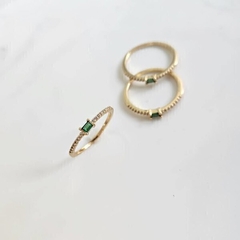 Anel Cravejado Baguete Aurea Banhado