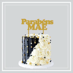 Topo de Bolo em Acrílico -Parabéns Mãe