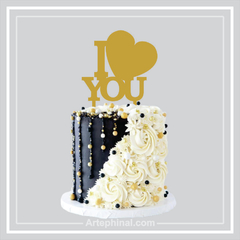 Topo de Bolo em Acrílico - I Love You