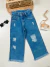 Calça Wide Leg destroyed infantil