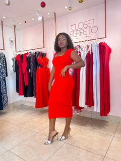 VESTIDO MIDI VAL - Vermelho - loja online