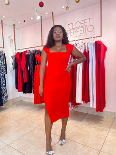 VESTIDO MIDI VAL - Vermelho - comprar online
