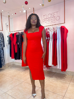 VESTIDO MIDI VAL - Vermelho na internet