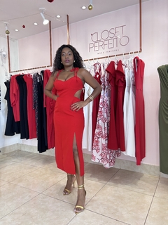 VESTIDO MIDI ALFAIATARIA - Vermelho