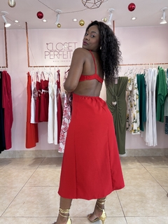 VESTIDO MIDI ALFAIATARIA - Vermelho - CLOSET PERFEITO 