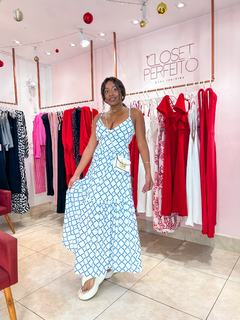 VESTIDO BÚZIOS - Azul com branco