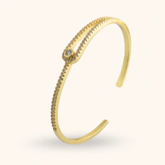 PULSERA ACERO DORADO MICROPAVE CUBIC