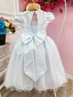 Vestido Infantil Longo Dama de Honra Branco Casamento Renda - loja online