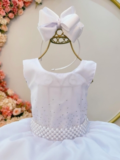 Vestido Infantil Branco para Festas Daminhas Batizados Dama de Honra Casamento - comprar online