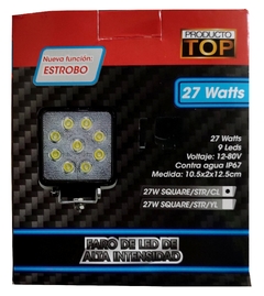 FARO CUADRADO 9 LED LUZ BLANCA CON ESTROBO 2 PIEZAS - BEXT AUTOACCESORIOS