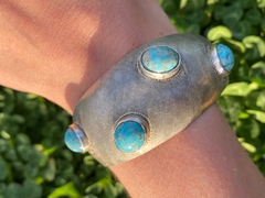 Pulsera de plata 900 y turquesas regulable - comprar online
