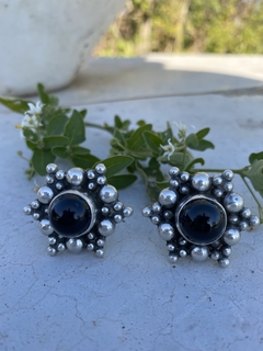 Aros con piedra Onix de plata Mexicana 925