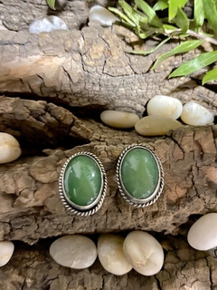 Aros clip de plata con piedra Jade