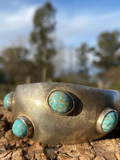 Pulsera de plata 900 y turquesas regulable