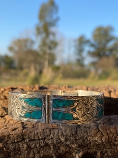 Pulsera de plata 925 con esmalte y turquesa
